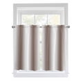 thumbnail image 1 of Tier Curtains 45 Inches Long, White Brown Window Treatment Curtain Drapes, Modern Gradient Vertical Stripes Geometric Window Half Privacy Curtains for Bedroom Bathroom, 42"x45", 2 Panels, 1 of 7
