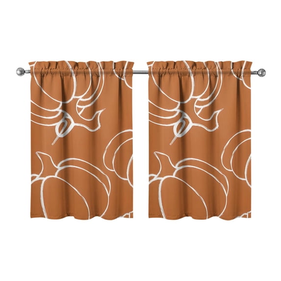 Tier Curtains Autumn Aesthetic Fall Leaves and Pumpkins Rustic Harvest,27.5x36in kitchen curtains fall holiday curtain