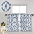 thumbnail image 1 of Tier Curtains for Kitchen Windows Geometric Cafe Curtains, 27" x 36" Multi-Color Geometric Printed Half Window Curtain Set for Bathroom Rod Pocket, 1 Pair, Navy/Gray, 1 of 6