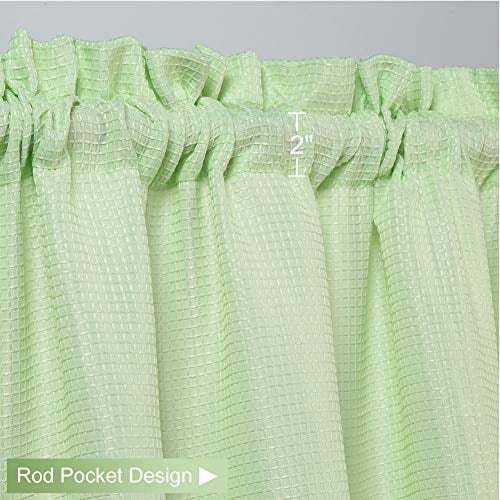 Tier Curtains, Waffle Weave Textured Short Curtain for BathroomWindow Covering Kitchen Cafe Curtains - 30" x 24", White, Set of 2
