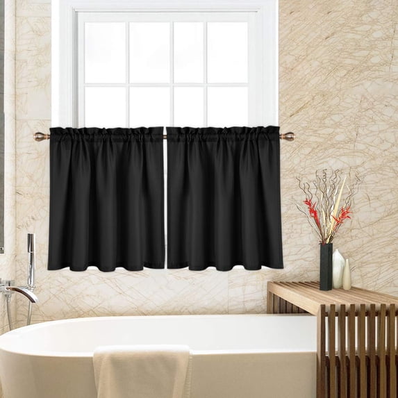 Tier Curtains, Wateresistant Waffle Weave Textured Short Window Curtain Window Covering for Bathroom Kitchen Cafe Curtains