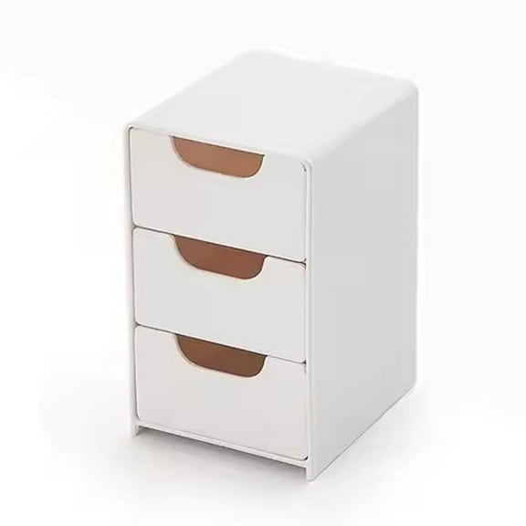 Tier Desk Organizer with Drawers PS Material - White, 13*8*9cm, for Cosmetics Stationery Storage, Multi-Grid