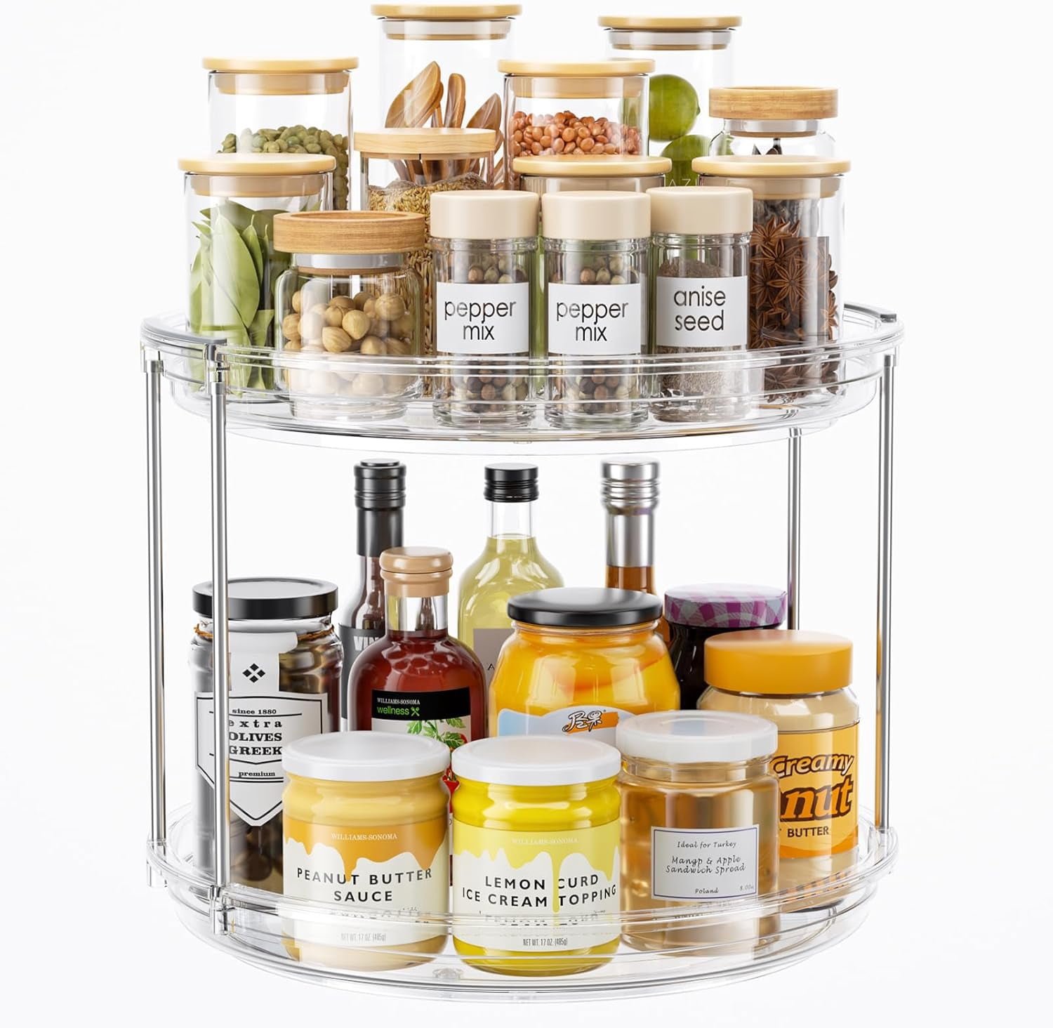 Tier Lazy Susan Turntable Organizer ' Rotating Spice Rack Organization ...