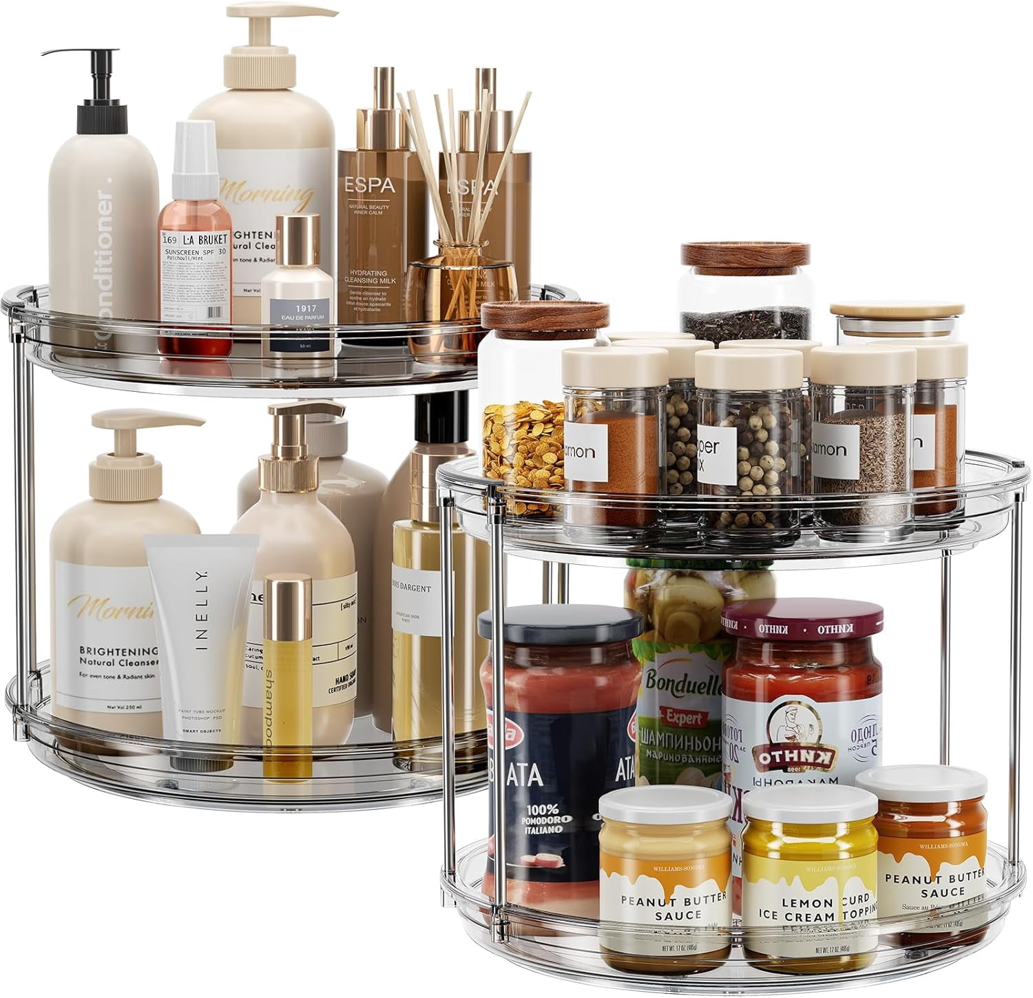 Tier Lazy Susan Turntable Organizer ' Rotating Spice Rack Organization ...