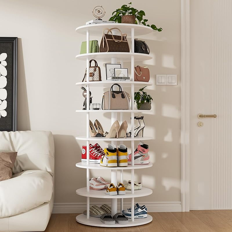 Tier Rotating Shoe Rack Tower with Anti-tip Fitting, Spinning Rack with ...