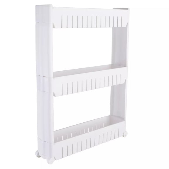 Tier Slim Rolling Organizer Rack with Wheels White Kennedy International: Slim Utility Storage Cart