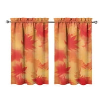 Tier Window Curtains Gathering Autumn Decor Pumpkin Pattern Thanksgiving,27.5x39in kitchen curtains fall holiday curtain
