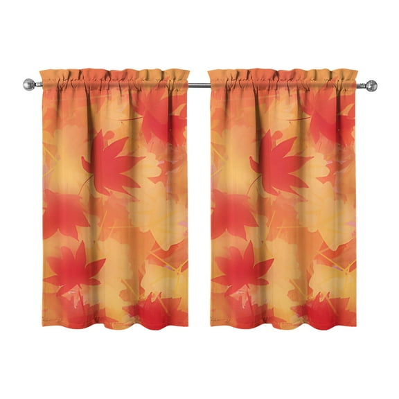 Tier Window Curtains Gathering Autumn Decor Pumpkin Pattern Thanksgiving,27.5x39in kitchen curtains fall holiday curtain