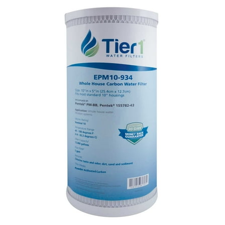 Tier1 10 Micron 10 Inch x 4.5 Inch | Whole House Carbon Block Water Filter Replacement Cartridge | Compatible with Pentek EPM-BB, 155782-43, CB-45-1010, EPM10-934, Home Water Filter