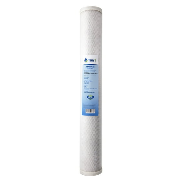 Tier1 10 Micron 20 Inch x 2.5 Inch | Whole House Carbon Block Water Filter Replacement Cartridge | Compatible with Pentek EPM-20, 155635-43, CB-25-2010, Home Water Filter