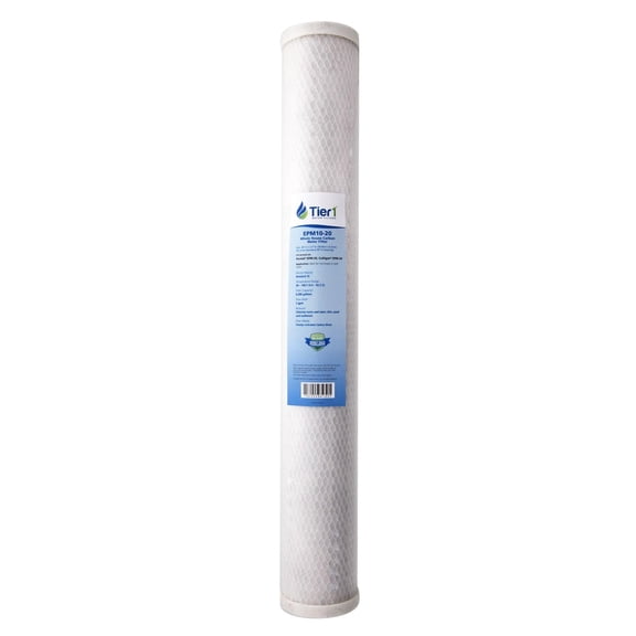 Tier1 10 Micron 20 x 4.5 Water Filter | Whole House Radial Flow Carbon Filter Cartridge | Granular Activated Pre-Filter | Replacement for Pentek EPM-20BB, 155783-43, EPM4-20BB | 4.5 x 20 Water Filter