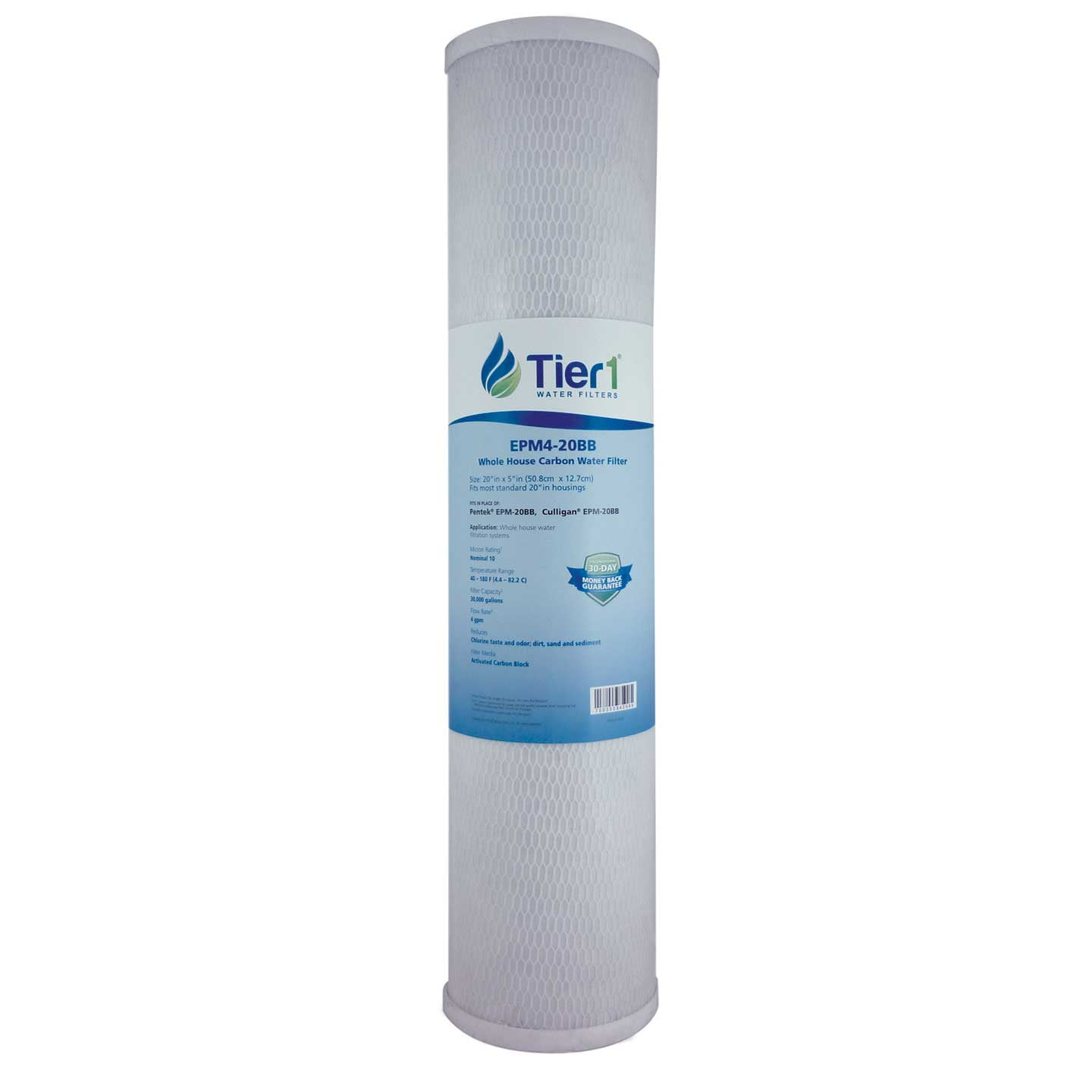 Tier1 10 Micron 20 Inch x 4.5 Inch Whole House Carbon Block Water