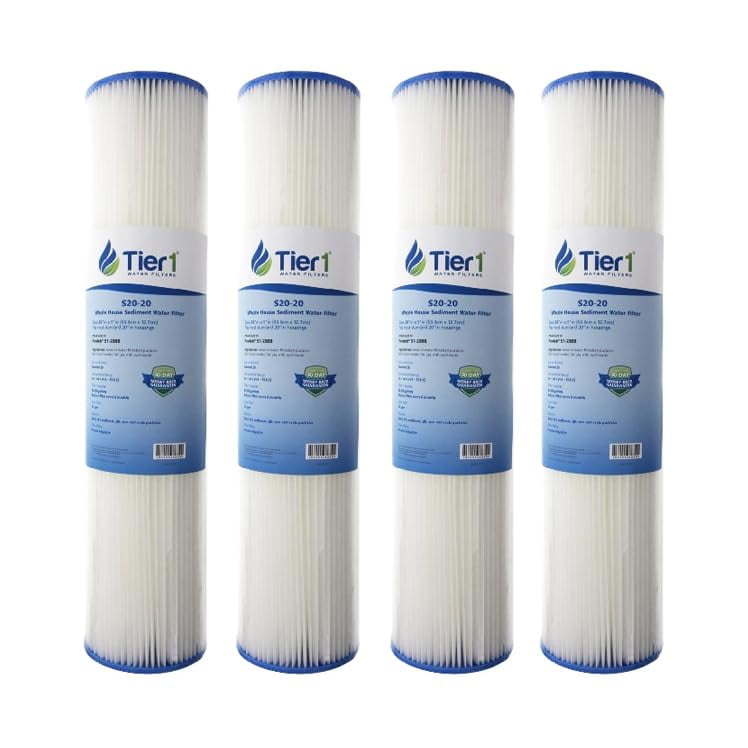 Tier1 20 Micron 10 x 2.5 Water Filter | Pleated Cellulose Whole House Sediment Filter Cartridge | Replacement for Pentek S1, GE FXWPC, 155001-43 | 2.5 x 10 Home Water Filter (25-Pack)