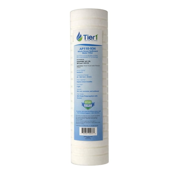 Tier1 5 Micron 10 x 2.5 Water Filter | Spun Wound Polypropylene Whole House Sediment Filter Cartridge | Replacement for AP110, AP-110, W5P, CFS110 | 2.5 x 10 Water Filter