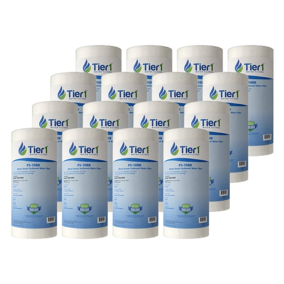 Tier1 5 Micron 10 Inch x 4.5 Inch | 16-Pack Spun Wound Polypropylene Whole House Sediment Water Filter Replacement Cartridge | Compatible with Pentek DGD-5005, 155357-43, WDGD-5005, Home Water Filter