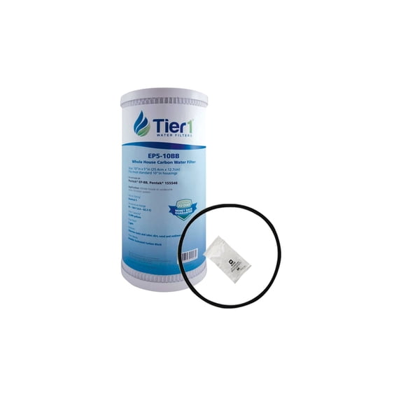 Tier1 5 Micron 10 x 4.5 Water Filter | Radial Flow Carbon Block Whole House Water Filter Cartridge Kit with O-Ring & Lubricant | Replacement for Pentek EP-BB, EP5-BB, 155548-43 | 4.5 x 10 Filter