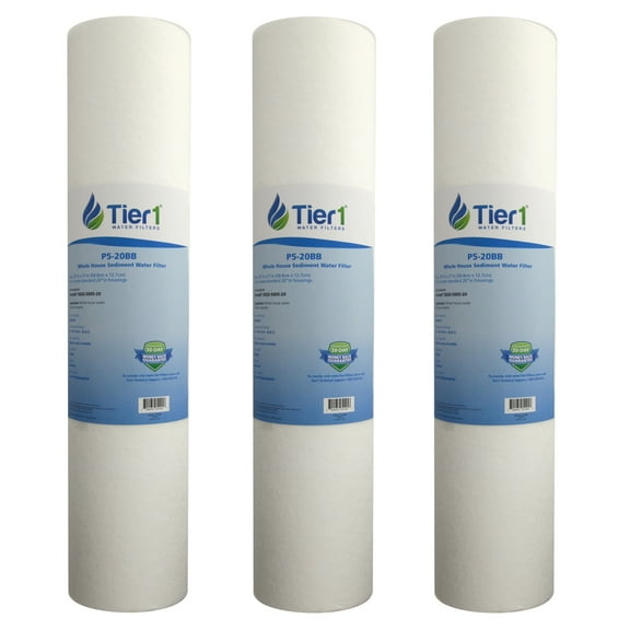 Tier1 5 Micron 20 Inch x 4.5 Inch | 3-Pack Spun Wound Polypropylene Whole House Sediment Water Filter Replacement Cartridge | Compatible with Pentek DGD-5005-20, SDC-45-2005, Home Water Filter