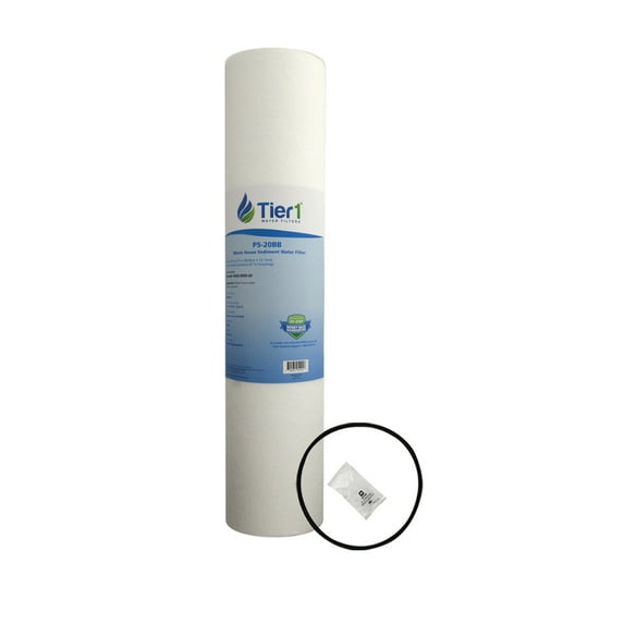 Tier1 5 Micron 20 Inch x 4.5 Inch Spun Wound Polypropylene Whole House Sediment Water Filter Replacement Cartridge Kit with O-ring and Lubricant | Compatible with DGD-5005-20, Home Water Filter