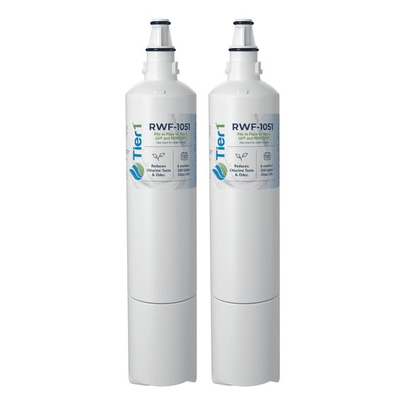 Tier1 RWF1051 5231JA2006A Refrigerator Water Filter | Replacement for LT600P, Kenmore 9990, 5231JA2006F, RWF1000A, CLCH104 | Up to 12 Months Supply | Easy Install | Odor Control | Clean Water (2-pk)