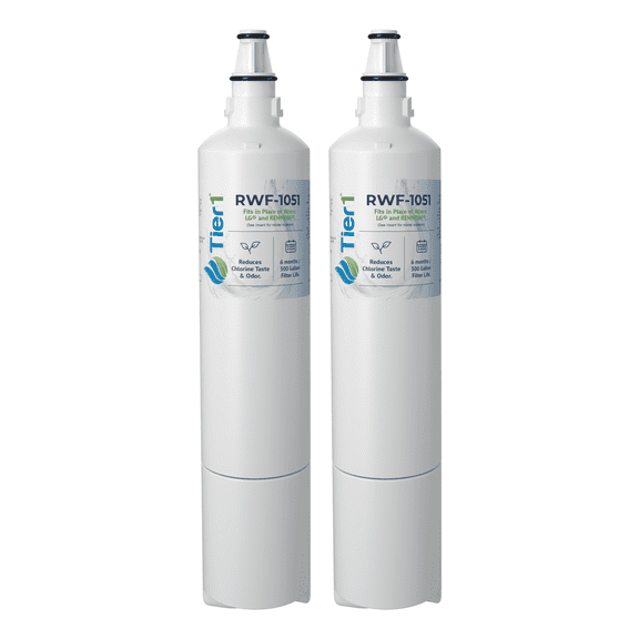 Tier1 RWF1051 5231JA2006A Refrigerator Water Filter | Replacement for LT600P, Kenmore 9990, 5231JA2006F, RWF1000A, CLCH104 | Up to 12 Months Supply | Easy Install | Odor Control | Clean Water (2-pk)