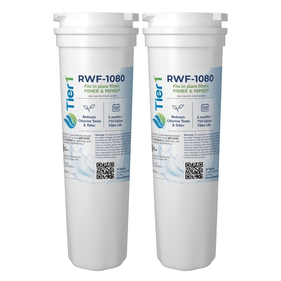 Tier1 RWF1080 836848 Refrigerator Filter | Replacement for Fisher Paykel 836860, WF296, EFF-6017A | Fridge Filter - Up to 12 months Supply | Easy Install | Odor Control | Great Tasting Water (2-pk)
