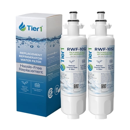Tier1 RWF1052 ADQ36006101 Refrigerator Water Filter | Replacement for LG LT700P & Kenmore 9690 Fridge Filter - Up to 12 Months Supply | Easy Install | Odor Control | Great Tasting Water (2-pk)