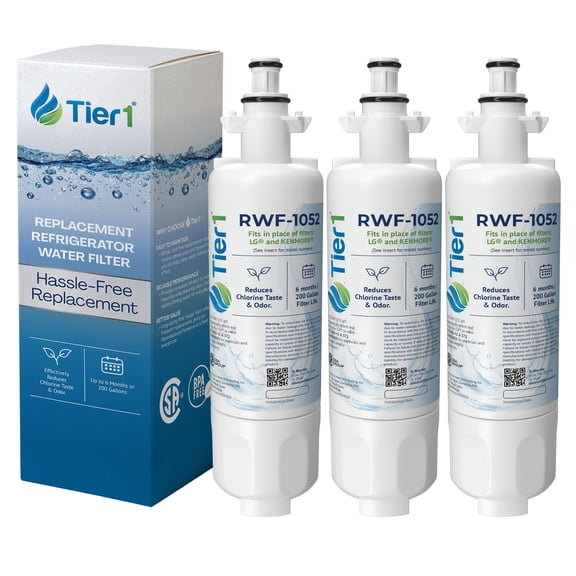 Tier1 RWF1052 ADQ36006101 Refrigerator Water Filter | Replacement for LG LT700P & Kenmore 9690 Fridge Filter - Up to 18 Months Supply | Easy Install | Odor Control | Great Tasting Water (3-pk)
