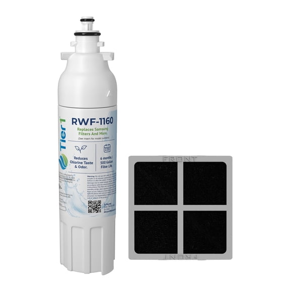 Tier1 RWF1160 ADQ73613401 Refrigerator Water & Air Filter Combo | Replacement for LG LT800P, 46-9490, fl-rf20, LT120F | Up to 6 Months Supply | Easy Install | Odor Control | Great Tasting Water