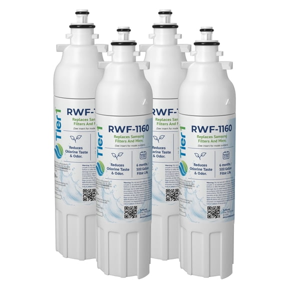 Tier1 RWF1160 ADQ73613401 Refrigerator Water Filter | Replacement for LG LT800P, 46-9490, fl-rf20 Fridge Filter - Up to 24 Months | Easy Install | Odor Control | Great Tasting Water (4-pk)