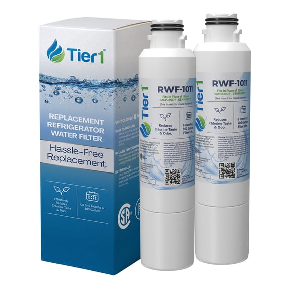 Tier1 RWF1011 DA29-00020B Refrigerator Water Filter | Replacement for Samsung HAF-CIN, WF294, FMS-2 Fridge Filter - Up to 12 Months Supply | Easy Install | Odor Control | Great Tasting Water (2-pk)