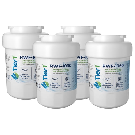Tier1 MWF Refrigerator Water Filter 4-pk | Replacement for GE SmartWater MWFP, MWFA, GWF, GWFA, HWF, Kenmore 9991, 46-9991, 469991, WSG-1, WFC1201, Fridge Filter
