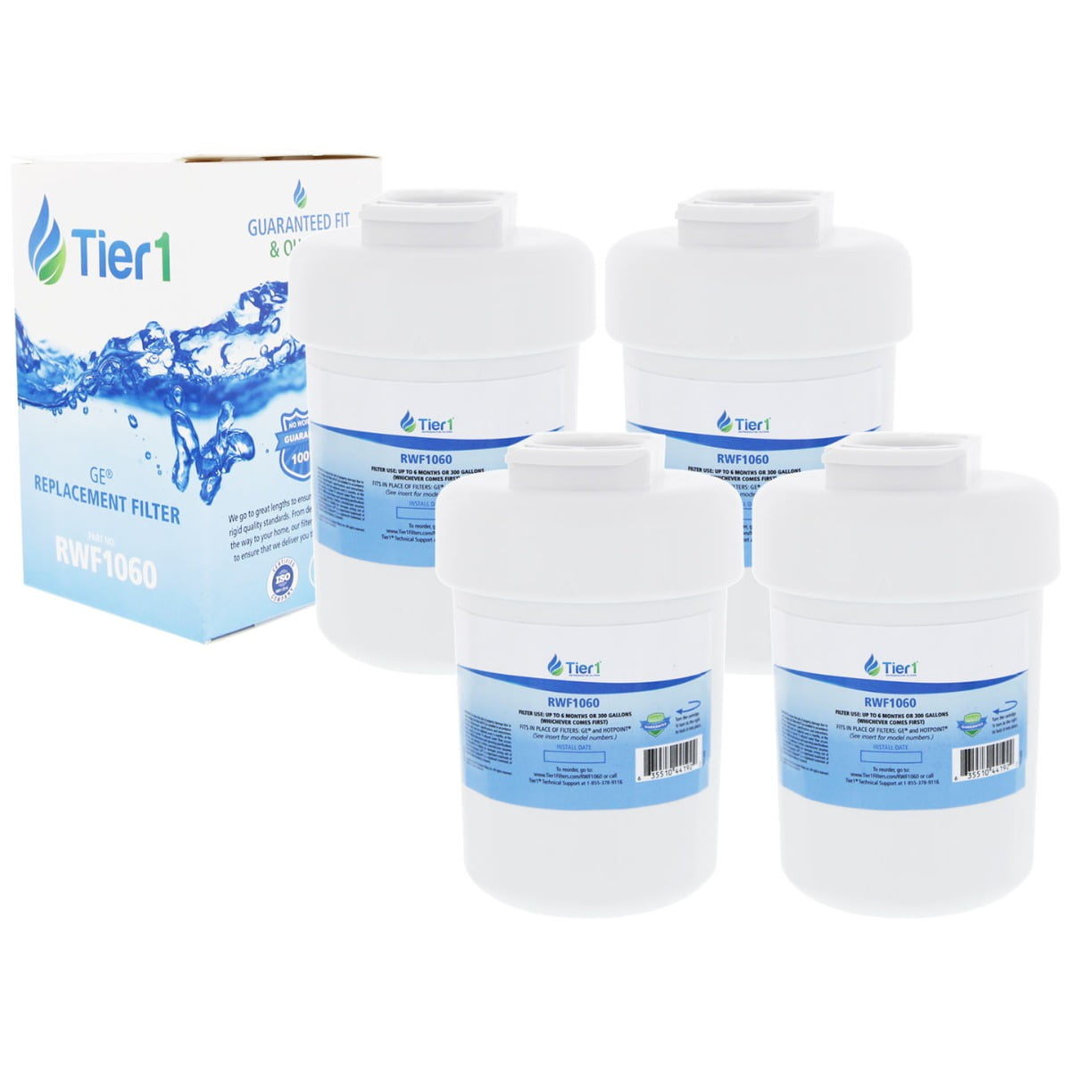 Tier1 MWF Refrigerator Water Filter 4pk Replacement for GE