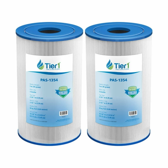 Tier1 Pool & Spa Filter Cartridge 2-pk | Replacement for Leisure Bay, 817-0014 R173584, Dynasty Spas, Pleatco PLBS50, Filbur FC-2970, Unicel C-5345 and More | 75 sq ft Pleated Fabric Filter Media