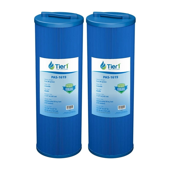 Tier1 Pool & Spa Filter Cartridge 2-pk | Replacement for Pleatco PWW50L-M Waterway 817-4050, Teleweir 50, Unicel 4CH-949, Filbur FC-0172 and More | 50 sq ft Pleated Fabric Filter Media