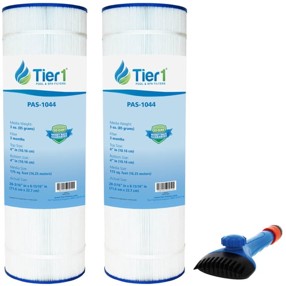 Tier1 Pool & Spa Filter Cartridge 2-pk with Tier1 Wand Brush Filter Cleaner | Replacement for Hayward CX1750RE, C1900RE, FC-1294, PA175 and More | 175 sq ft Pleated Fabric Filter Media