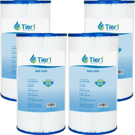 Tier1 Pool & Spa Filter Cartridge 4-pk | Replacement for Leisure Bay, 817-0014 R173584, Dynasty Spas, Pleatco PLBS50, Filbur FC-2970, Unicel C-5345 and More | 75 sq ft Pleated Fabric Filter Media