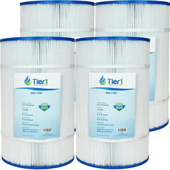 Tier1 Pool & Spa Filter Cartridge 4-pk | Replacement for Pentair R173214, Clean & Clear 75, Pleatco PAP75-4, Filbur FC-0685, Unicel C-9407 and More | 75 sq ft Pleated Fabric Filter Media