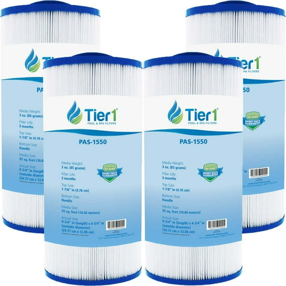 Tier1 Pool & Spa Filter Cartridge 4-pk | Replacement for Thermo Spas FL1009, Thermo Spas Healing Spa, Pleatco PTS35, Filbur FC-0187, Unicel C-4324 and More | 35 sq ft Pleated Fabric Filter