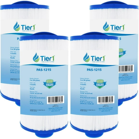Tier1 Pool & Spa Filter Cartridge 4-pk | Replacement for Dream Maker, Pleatco PDM25P4, Filbur FC-0136 | 25 sq ft Pleated Fabric Filter Media
