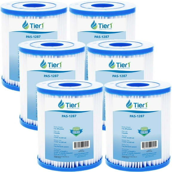 Tier1 Pool & Spa Filter Cartridge 6-pk | Replacement for E Intex E 59904, Unicel C-3302, Filbur FC-3751, Pleatco PIN3PAIR and More | 3 sq ft Pleated Fabric Filter Media