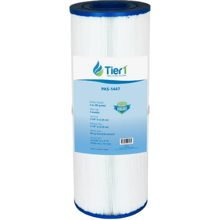Tier1 Pool & Spa Filter Cartridge | Replacement for Dynamic 03FIL1600, Pleatco PRB50-IN, Filbur FC-2390, Unicel C-4950 and More | 50 sq ft Pleated Fabric Filter Media