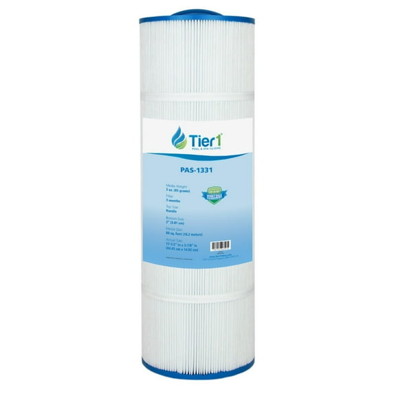 Tier1 Pool & Spa Filter Cartridge | Replacement for J400 Jacuzzi 2000-286 20086-01, Premium J400, Pleatco PJP60-F2S, Filbur FC-2716, Unicel 6CH-959 and More | 60 sq ft Pleated Fabric Filter Media