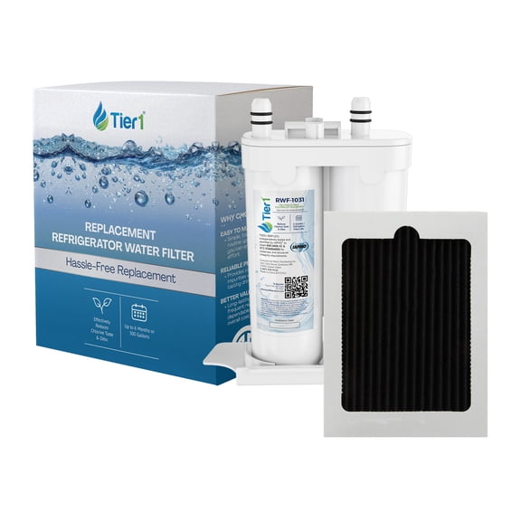 Tier1 RWF1031 WF2CB Refrigerator Water & Air Filter Combo | Replacement for PureSource2, EWF01, FC100, PAULTRA Fridge Filter - Lasts up to 6 Months | Easy Install | Odor Control | Great Tasting Water