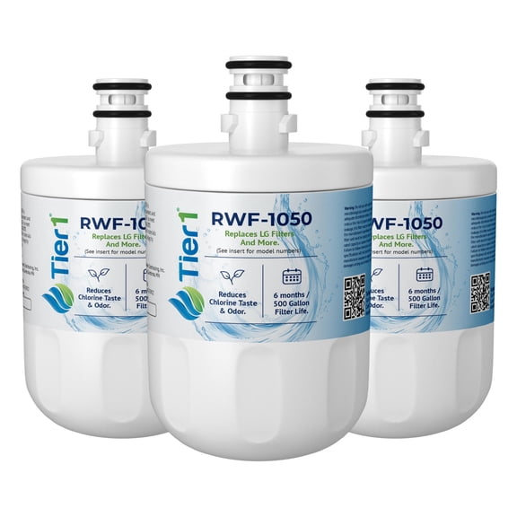 Tier1 RWF1050 Refrigerator Water Filter 3-pk | Replacement for LG LT500P, 5231JA2002A, GEN11042FR-08, ADQ72910902, ADQ72910907, ADQ72910901, WD-F05, SP-LE500, RWF0100A, Fridge Filter