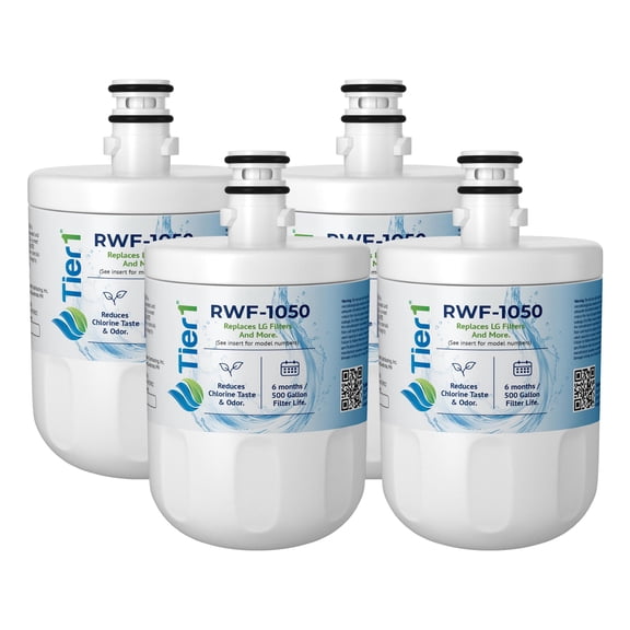Tier1 RWF1050 Refrigerator Water Filter 4-pk | Replacement for LG LT500P, 5231JA2002A, GEN11042FR-08, ADQ72910902, ADQ72910907, ADQ72910901, WD-F05, SP-LE500, RWF0100A, Fridge Filter