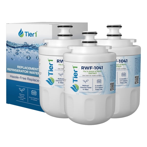 Tier1 RWF1041 UKF7003 Refrigerator Water Filter | Replacement for EDR7D1, UKF7002AXX, UKF7003AXX, WSM-1, WF288 Fridge Filter - Up to 18 Months Supply | Easy Install | Great Tasting Water & Ice (3-pk)
