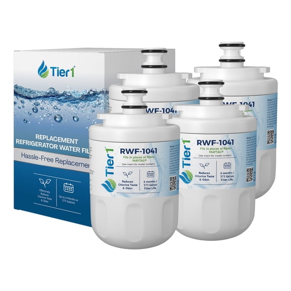 Tier1 RWF1041 UKF7003 Refrigerator Water Filter | Replacement for EDR7D1, UKF7002AXX, UKF7003AXX, WSM-1, WF288 Fridge Filter - Up to 24 Months Supply | Easy Install | Great Tasting Water & Ice (4-pk)