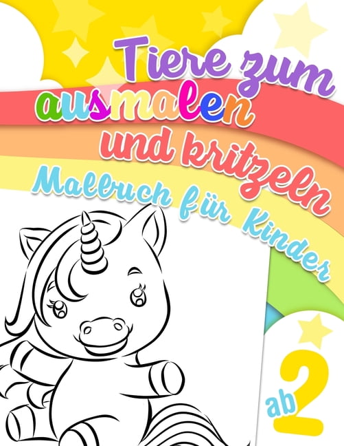 Tiere zum ausmalen und kritzeln - Malbuch fÃ¼r Kinder ab 2: Malbuch mit mehr als 30 groÃen Zeichnungen von Tieren zum aus, (Paperback)