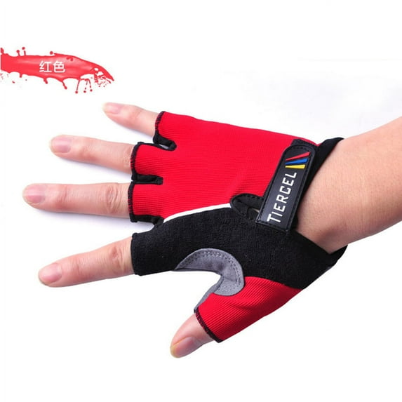 Tierecel Unisex Half Finger Gel Padded Road Mountain Bike Cycling Gloves (XX-Large, Red)