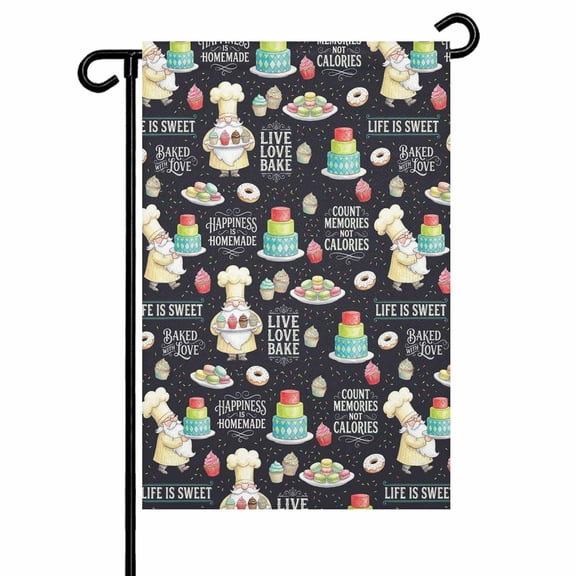 Tiered Cakes Garden Flag 12x18 Inch Rustic Life Is Sweet Baking Quotes Cream Pastry Chefs Double Sided Small Decorative Garden Flags for Outside, Outdoor Yard Porch Lawn Decoration
